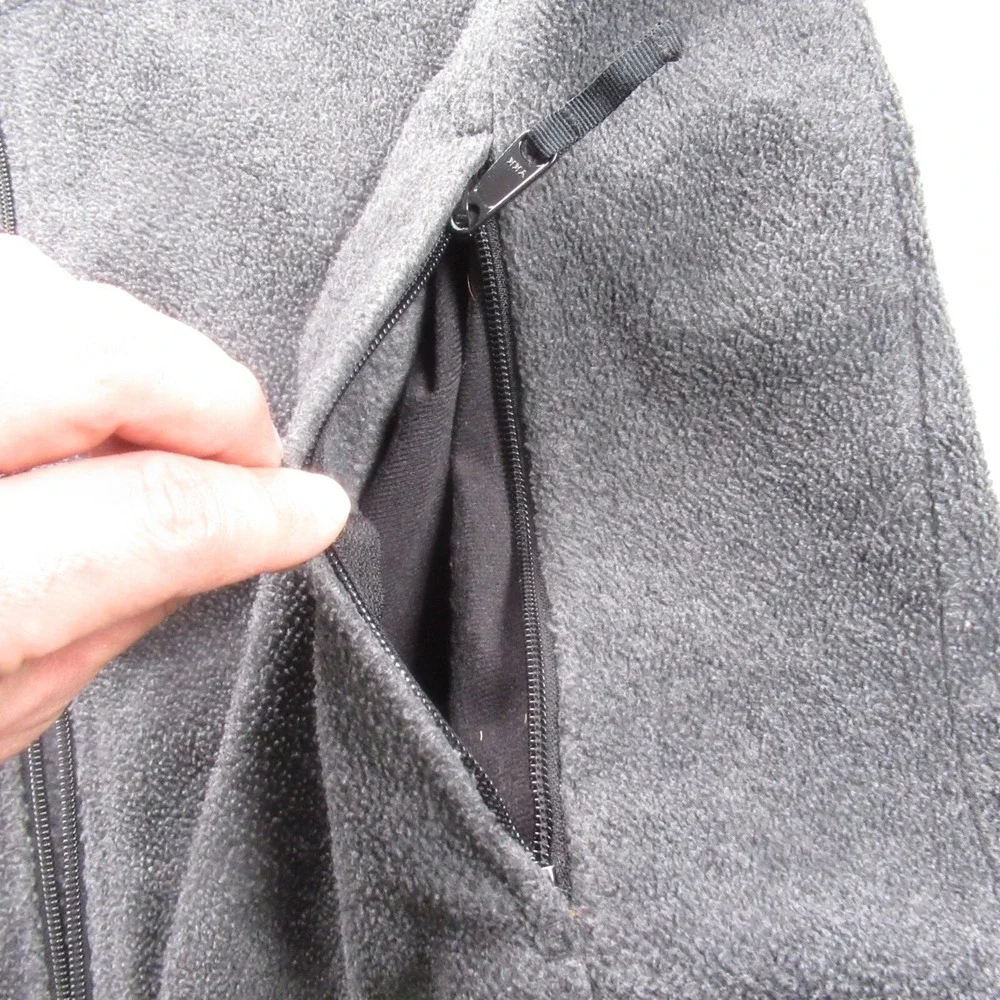 Columbia Fleece Jacket Men Medium Gray Pockets Adjustable Hem Full Zip Outdoor